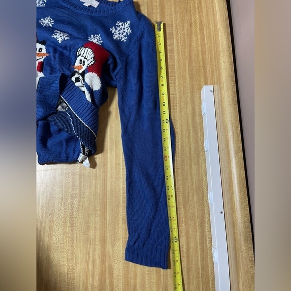 Carolyn Taylor blue snowman long sleeve knit Christmas sweater women’s size L - Picture 14 of 16